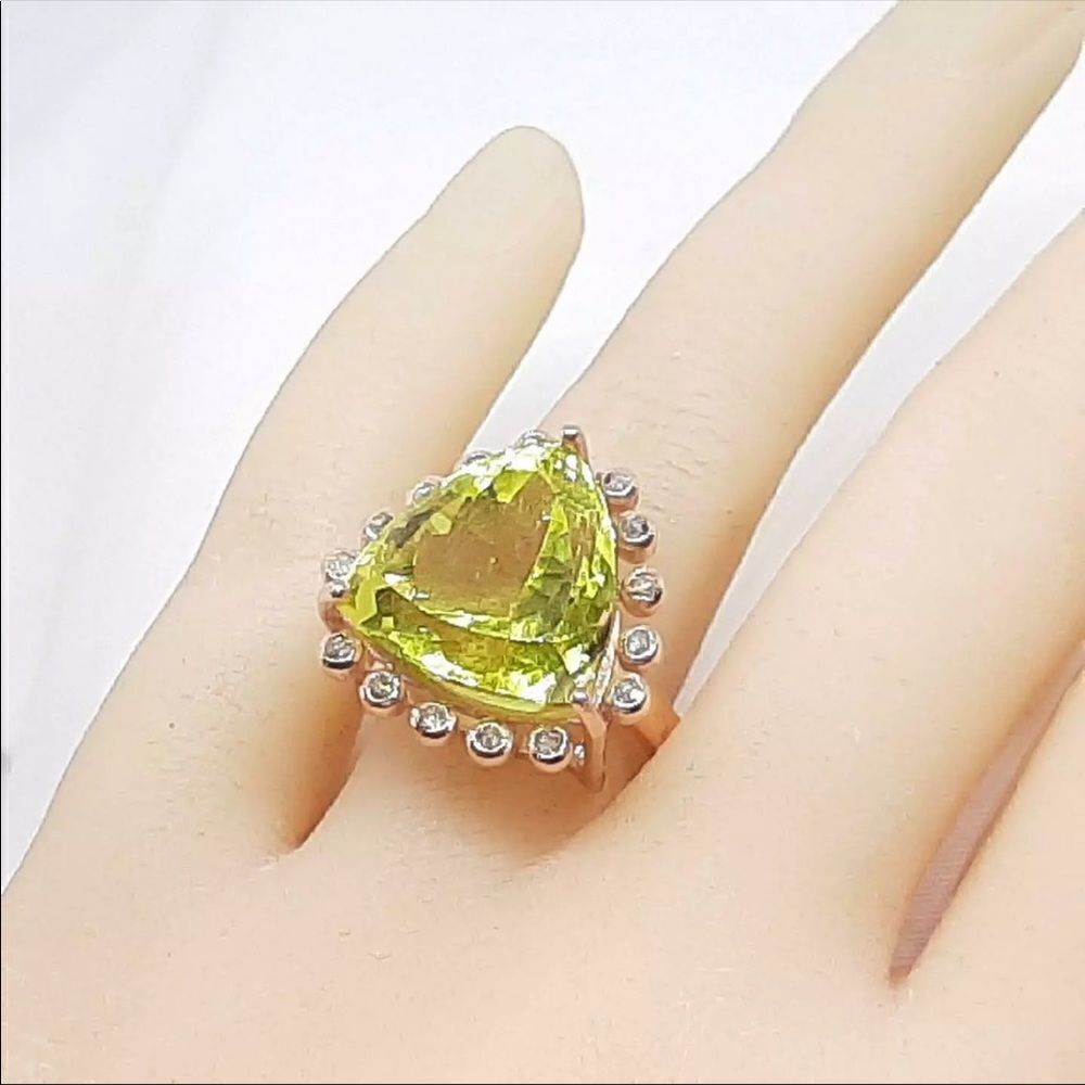 Antique 9.65ctw Rose Gold Cut Diamond/Lemon Quartz